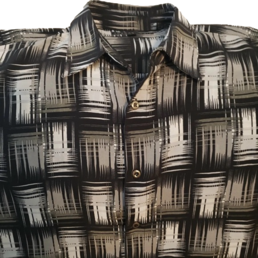 Jordan Craig Collection Long Sleeve Shirt Black White Gray L 16-16 1/2